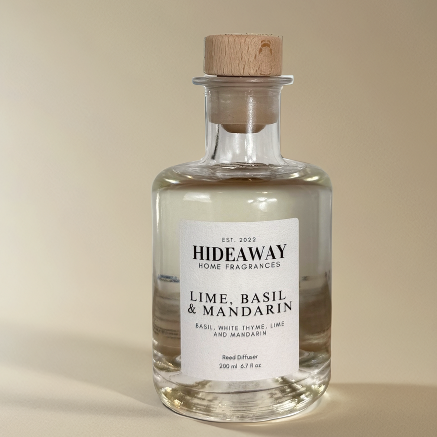 Fresh and uplifting 200ml reed diffuser with juicy lime and peppery basil – Hideaway Home Fragrances
