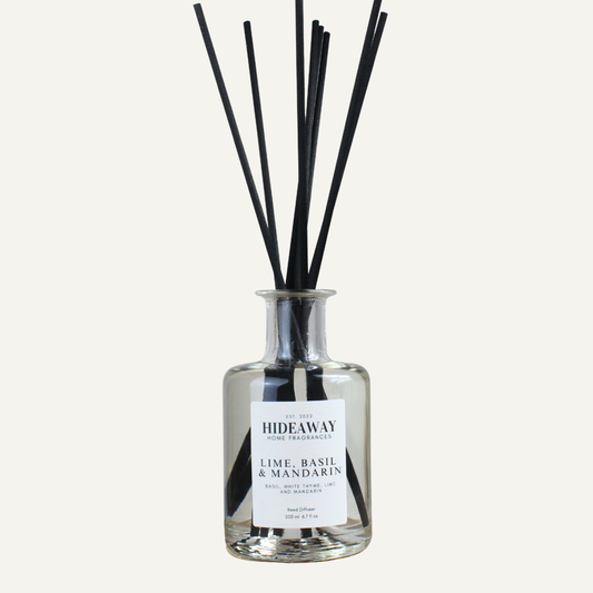Lime Basil and Mandarin Reed Diffuser – Fresh Uplifting Invigorating Home Fragrance with Lime and Basil | Hideaway Home Fragrances