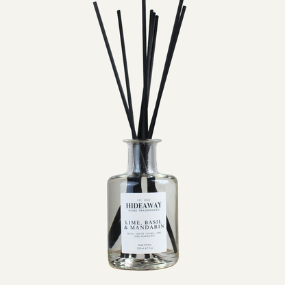 Lime Basil and Mandarin Reed Diffuser – Fresh Uplifting Invigorating Home Fragrance with Lime and Basil | Hideaway Home Fragrances