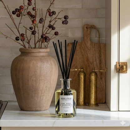 Lime Basil & Mandarin clear reed diffuser, fresh citrus and herbal home fragrance
