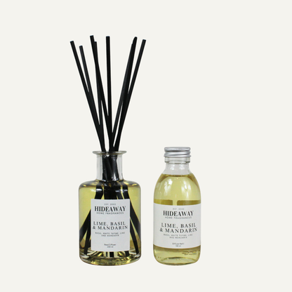 Lime Basil & Mandarin home fragrance diffuser and refill, vibrant and invigorating aroma for bright interiors