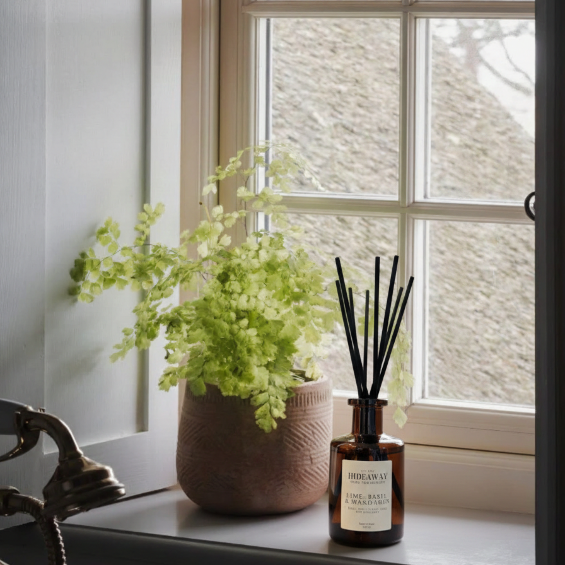 Lime Basil & Mandarin amber reed diffuser, fresh citrus and herbal home fragrance