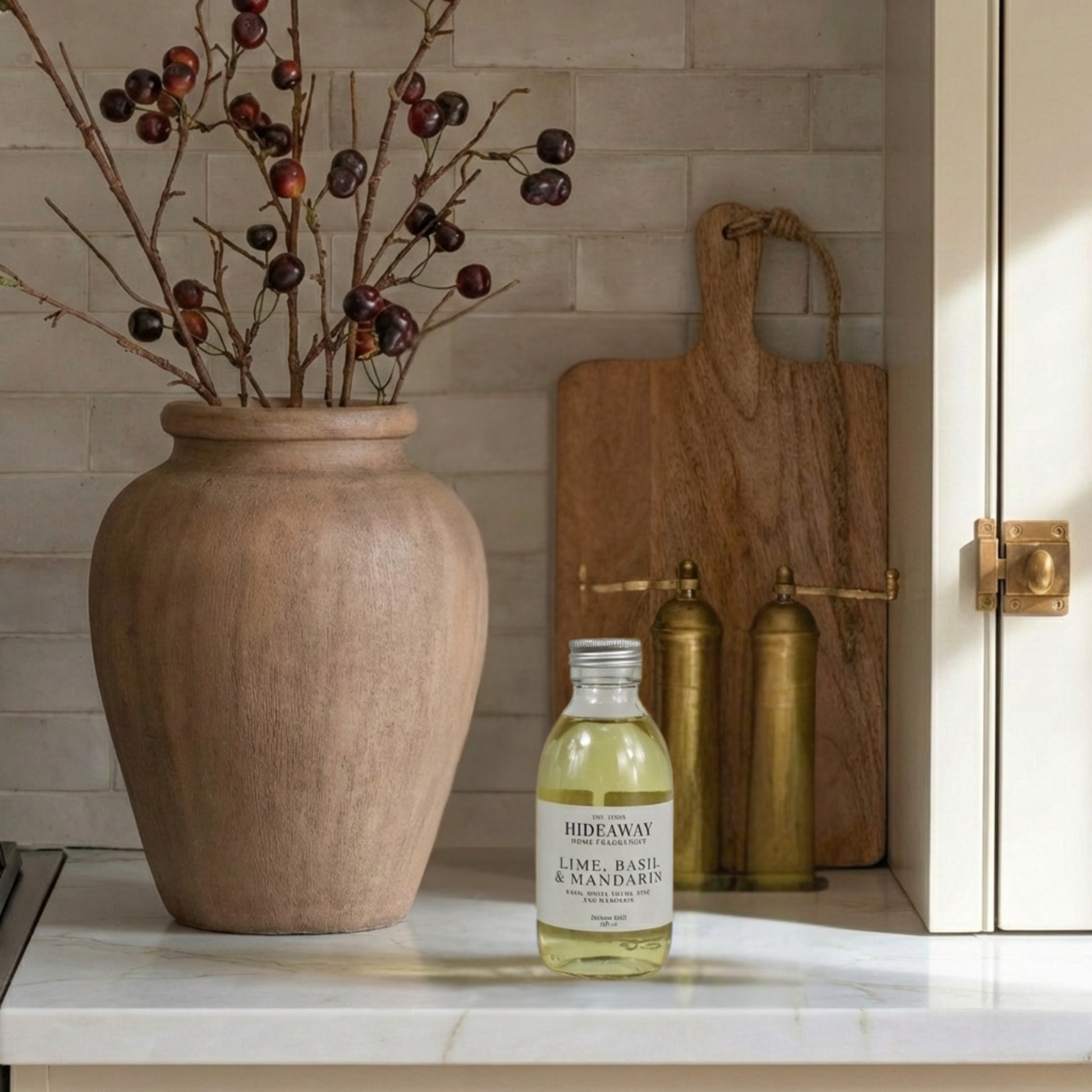 Lime Basil & Mandarin reed diffuser refill 150ml, fresh citrus and herbal home fragrance