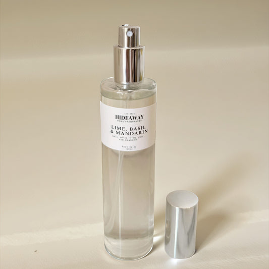 Citrus and herb room spray with lime, basil, and mandarin - Hideaway Home Fragrances