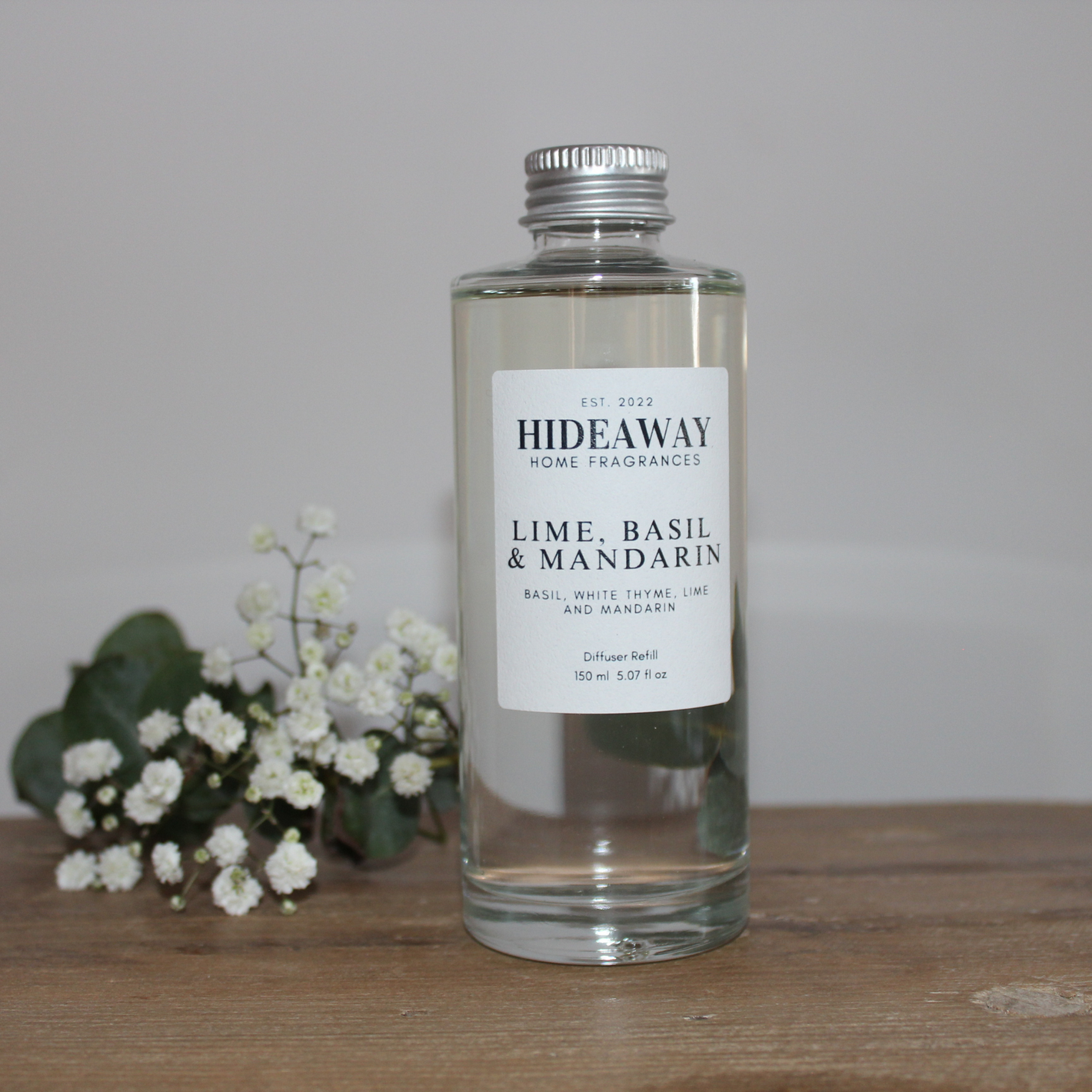 Elegant Lime Basil & Mandarin diffuser refill for fresh, uplifting ambiance - Hideaway Home Fragrances