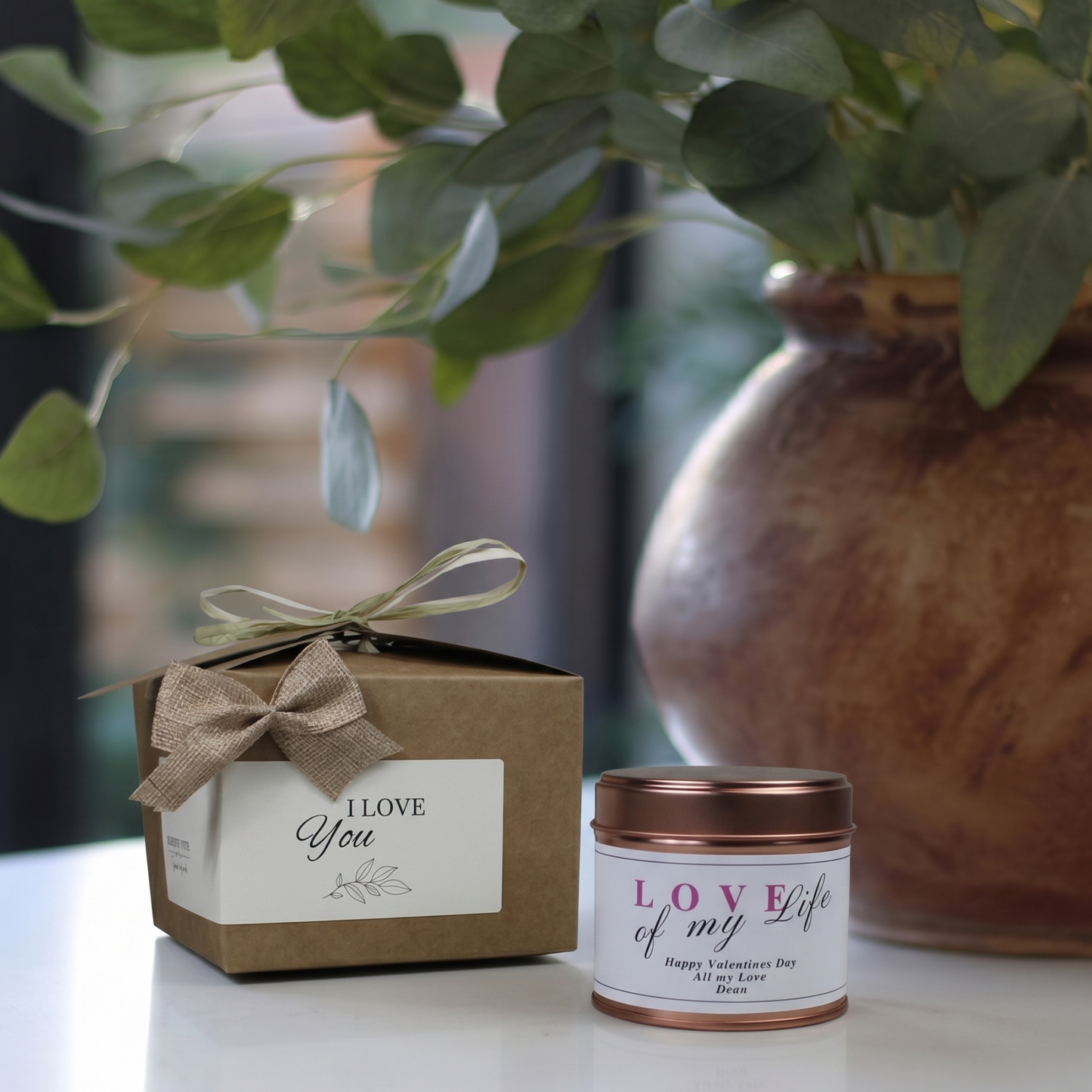 Ready-to-gift Love Of My Life Valentines Candle & Reed Diffuser Gift box for a partner with a custom handmade soy candle and home diffuser – Hideaway Home Fragrances