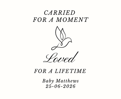 Luxury personalized baby loss bereavement condolence gift set with a comforting loved for a lifetime tribute memory candle and reed diffuser, elegantly boxed by Hideaway Home Fragrances.