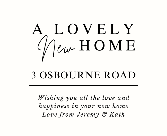 Luxury personalized new homeowner milestone gift set with a custom address print candle and reed diffuser, elegantly boxed by Hideaway Home Fragrances.