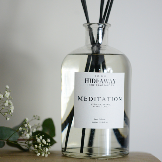 1 Litre Meditation Reed Diffuser to calm your mind and lift your spirit - Hideaway Home Fragrances