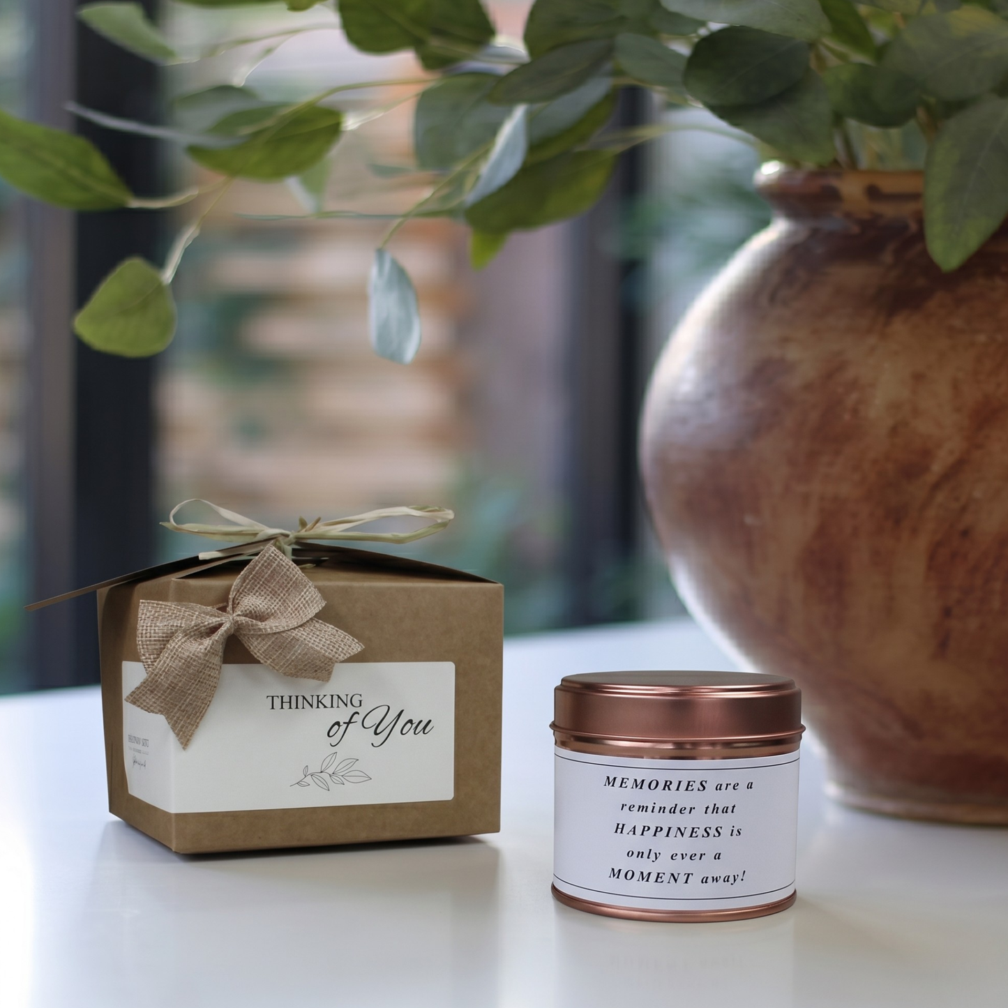 Ready-to-gift bereavement and sympathy care package with a custom handmade soy candle and home diffuser – Hideaway Home Fragrances