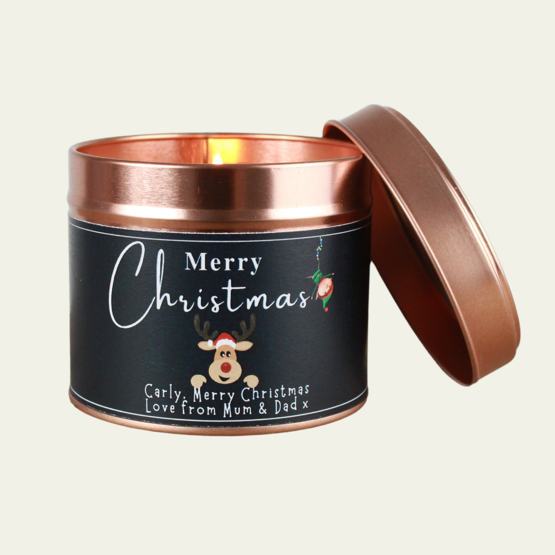 Merry Christmas Personalised Candle Gift - Hideaway Home Fragrances
