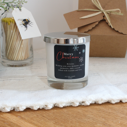 Luxury hand-poured festive candle featuring delicate snowflakes – Hideaway Home Fragrances