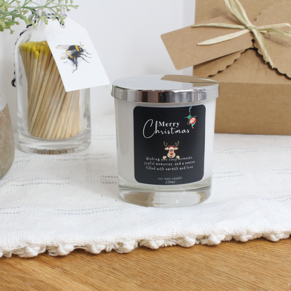 Luxury hand-poured festive candle gift with custom message and charming design – Hideaway Home Fragrances