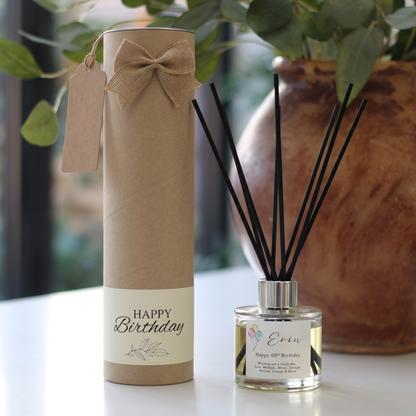 Personalised name and age balloon candle and reed diffuser keepsake gift set ready to give - Hideaway Home Fragrances