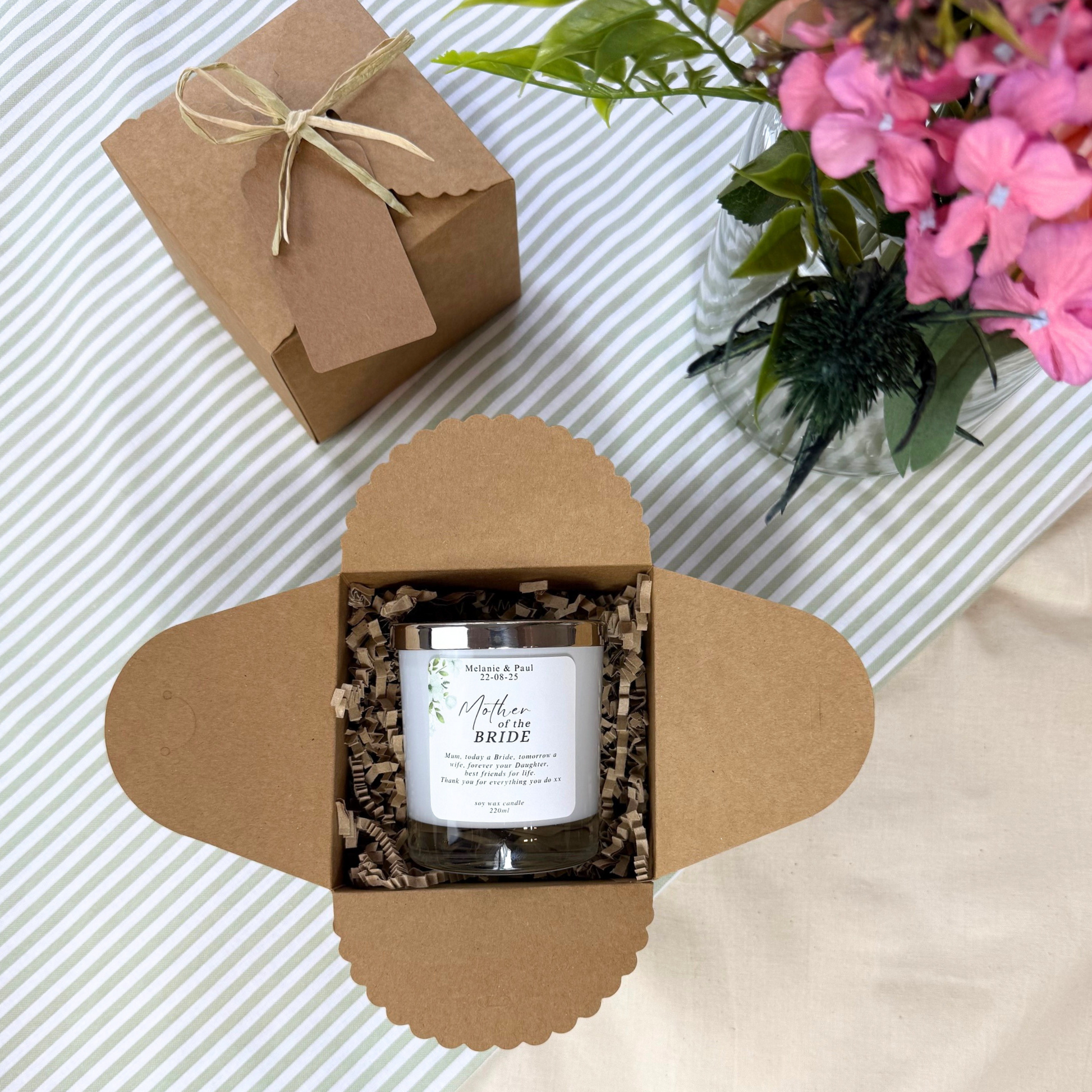 Customised Wedding Candle with Personal Message for Mother of the Bride – Hideaway Home Fragrances