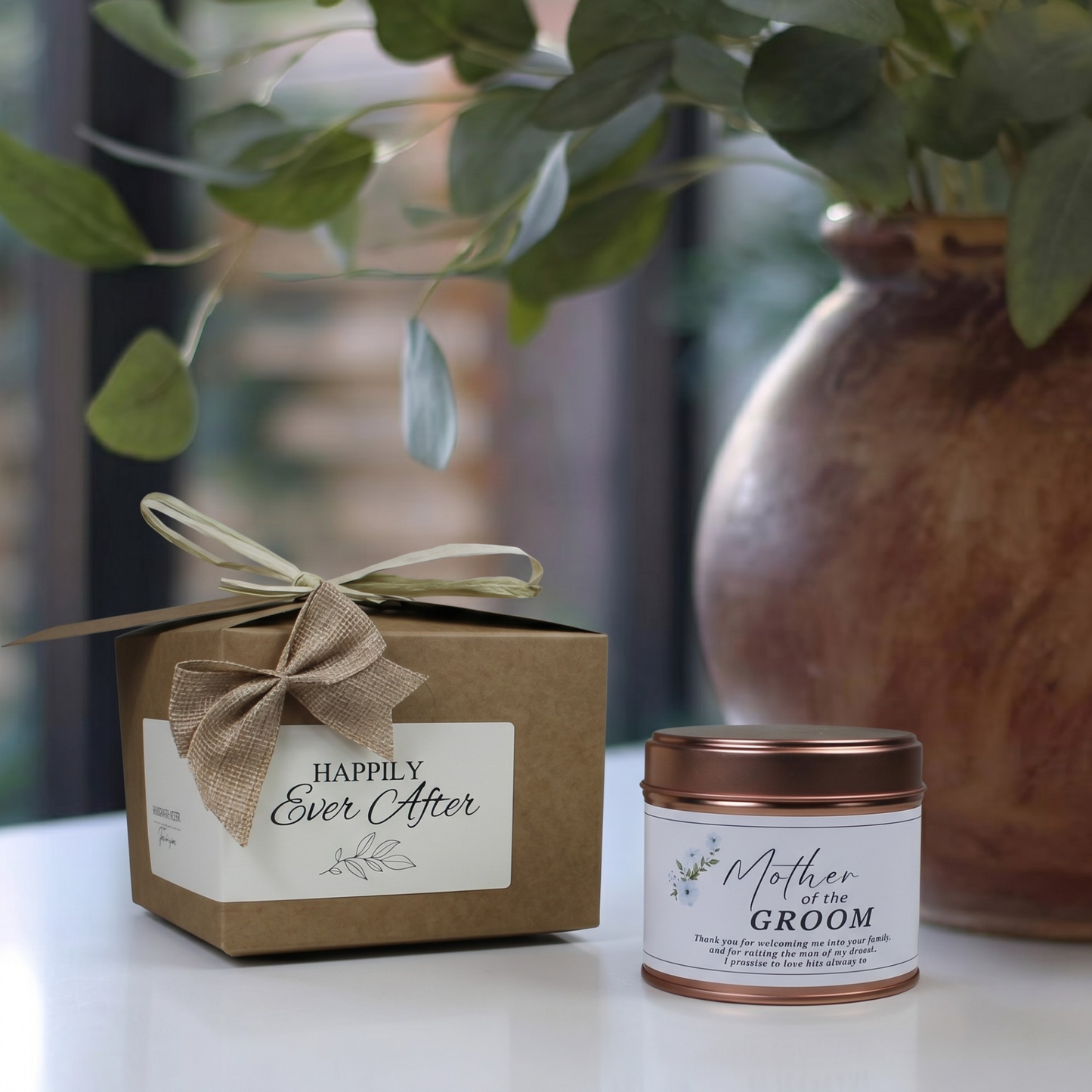 Ready-to-gift Mother Of The Groom Candle & Reed Diffuser Gift box containing a custom handmade soy candle and premium home diffuser – Hideaway Home Fragrances