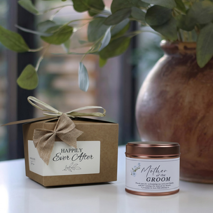 Ready-to-gift Mother Of The Groom Candle & Reed Diffuser Gift box containing a custom handmade soy candle and premium home diffuser – Hideaway Home Fragrances