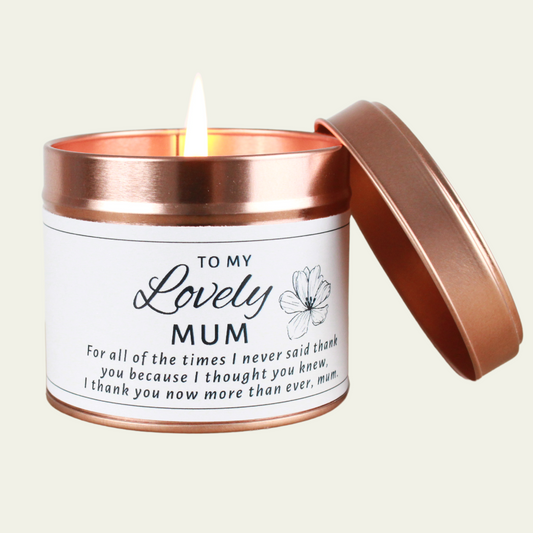 Mothers Day Lovely Mum Personalised Candle Gift - Hideaway Home Fragrances