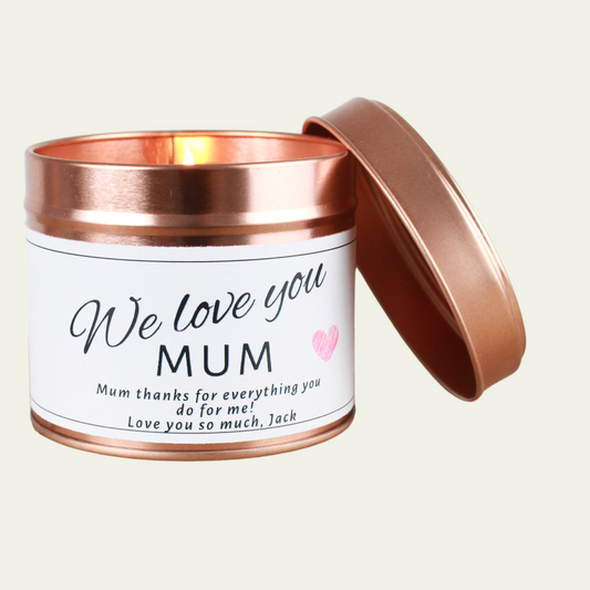 Mothers Day Personalised We Love You Candle Gift - Hideaway Home FragrancesMothers Day Personalised We Love You Candle Gift - Hideaway Home Fragrances