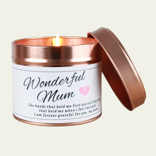 Mothers Day Wonderful Mum Keepsake Candle Gift - Hideaway Home Fragrances