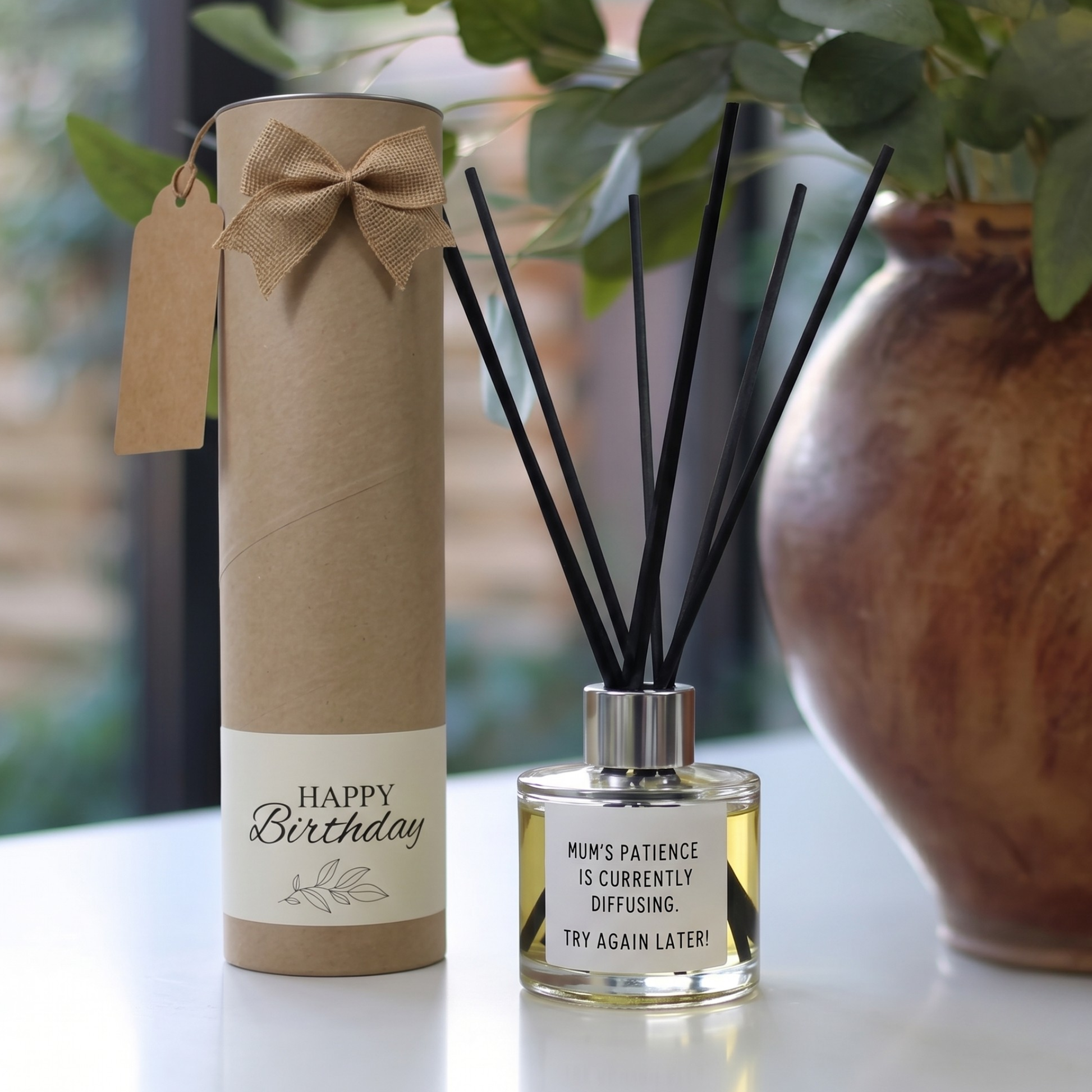 Funny mum patience birthday candle and reed diffuser keepsake gift set ready to give - Hideaway Home Fragrances