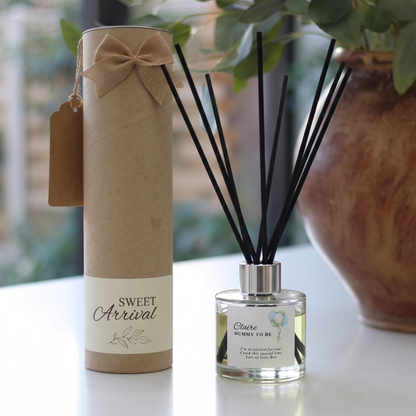 Personalised "Mummy To Be" pastel balloon candle and luxury reed diffuser keepsake gift set, beautifully packaged and ready to gift by Hideaway Home Fragrances.