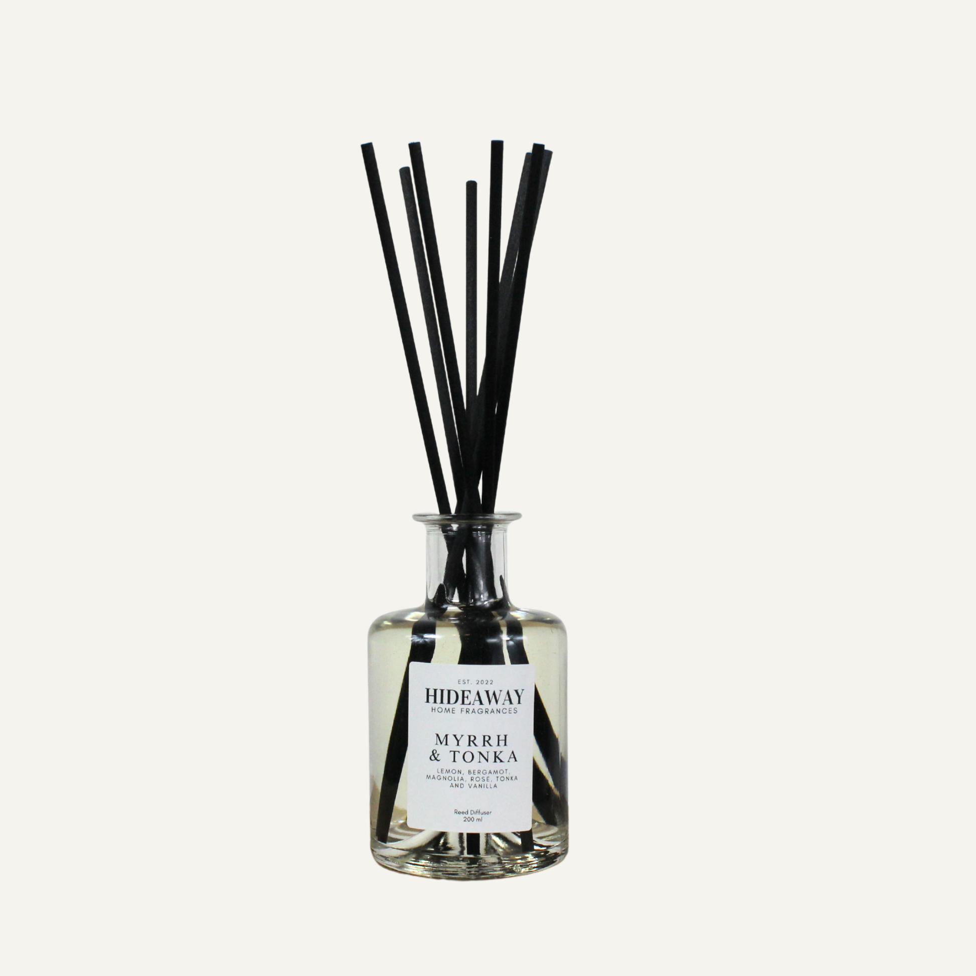 Luxury 200ml reed diffuser with myrrh, tonka bean and vanilla, opulent home scent