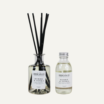 Oriental fragrance reed diffuser, rich myrrh and tonka aroma for sophisticated interiors