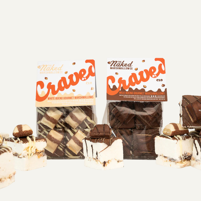 Naked Crave luxury gourmet marshmallows, soft and fluffy perfection for premium snacking and gifting