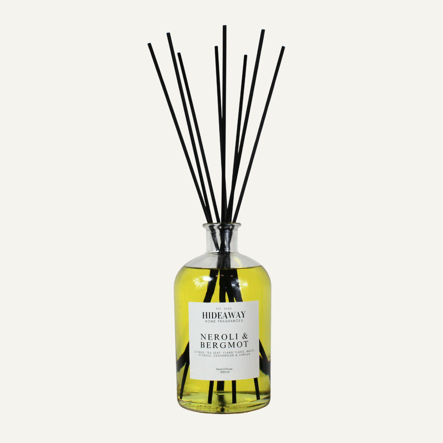 Statement 1000ml reed diffuser with mandarin neroli and incense, long lasting fragrance for grand rooms