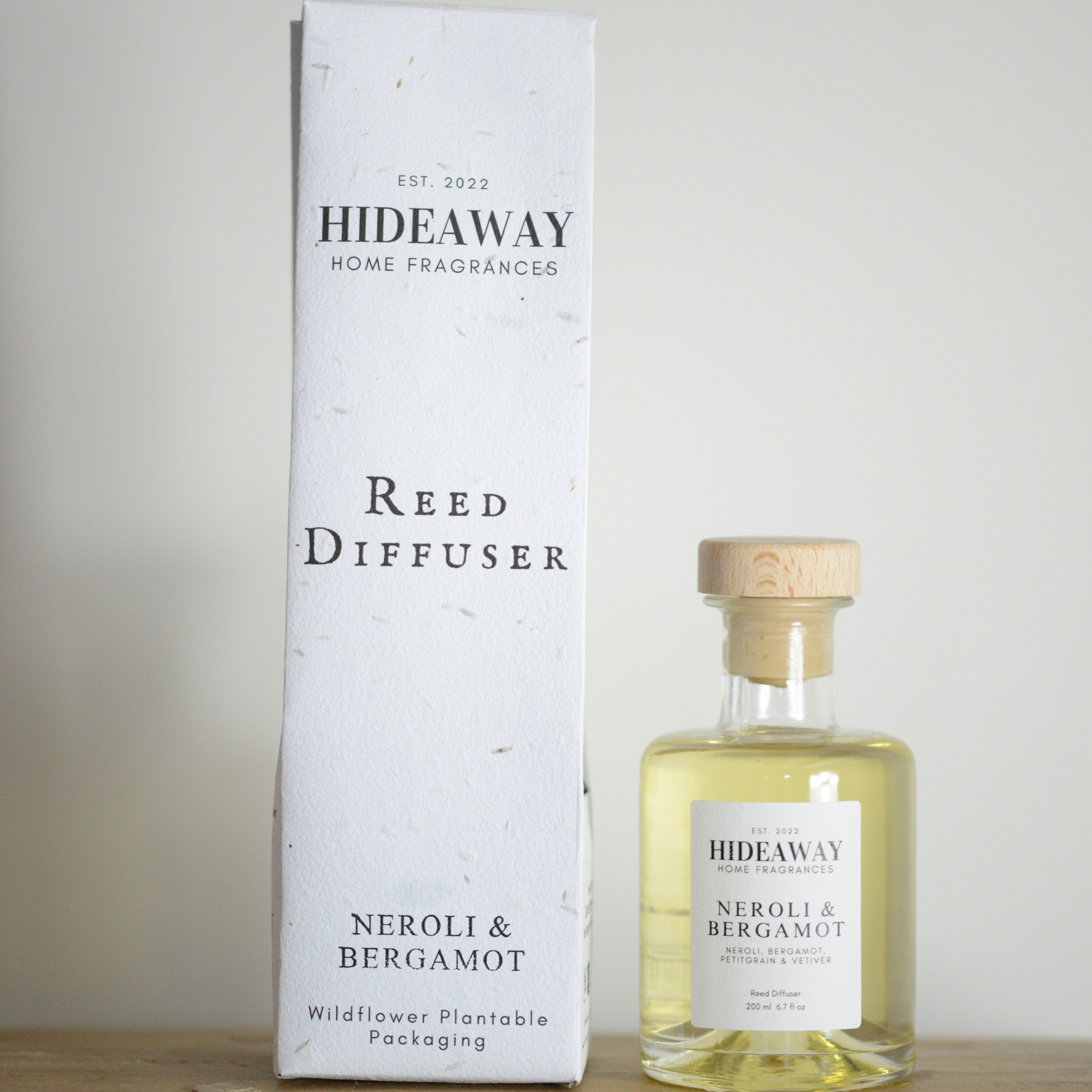 Reed Diffuser with neroli and bergamot to enhance focus and mood - Hideaway Home Fragrances