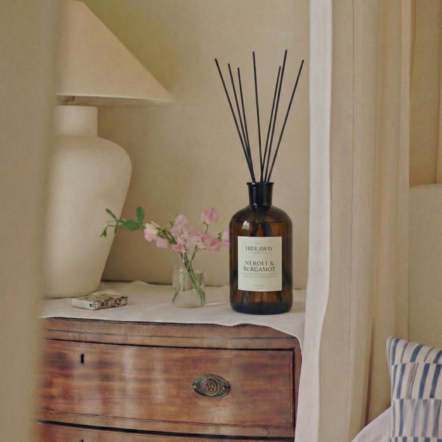 Extra large neroli bergamot reed diffuser 1000ml, sun drenched scent for bright open interiors
