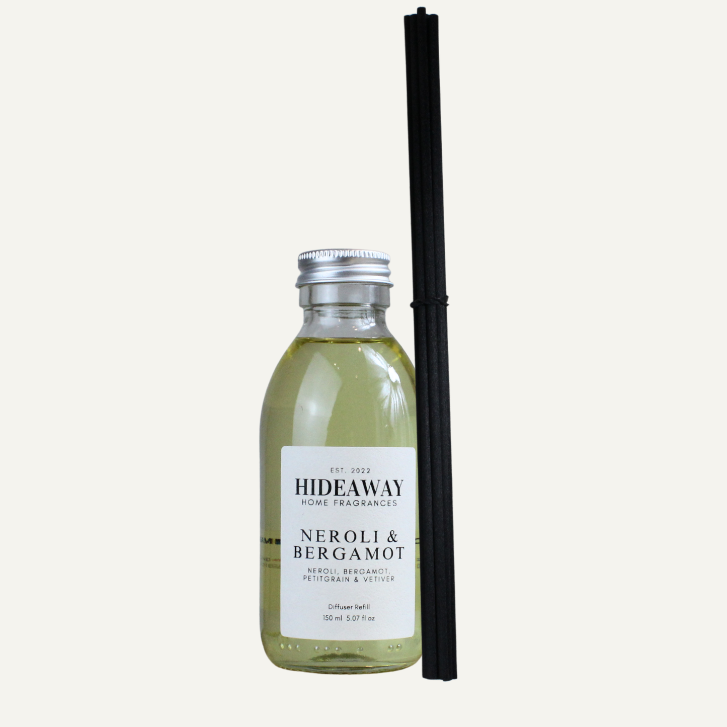 Neroli & Bergamot Reed Diffuser Refill – Uplifting Energising Refreshing Home Fragrance with Bergamot, Neroli, and Vetiver | Hideaway Home Fragrances