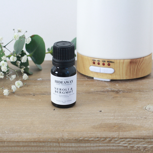 Neroli & Bergamot Essential Oil Blend 10ml to energise, focus, and uplift your space - Hideaway Home Fragrances