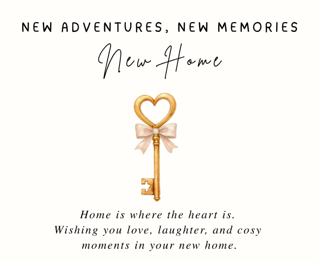 Luxury personalized moving-in gift set with a sentimental new home quote candle and reed diffuser, elegantly boxed by Hideaway Home Fragrances.