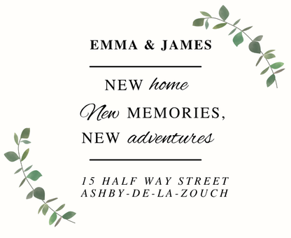 Luxury personalized moving day gift set with a sentimental new adventures milestone candle and reed diffuser, elegantly boxed by Hideaway Home Fragrances.
