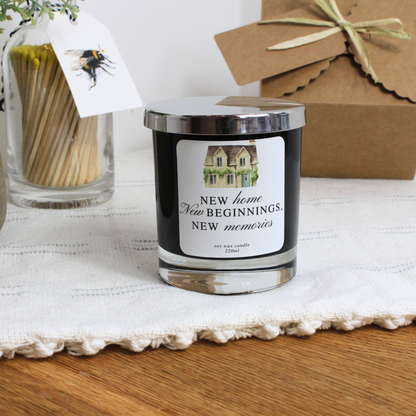 Personalised New Home candle with names and custom message for new beginnings – Hideaway Home Fragrances