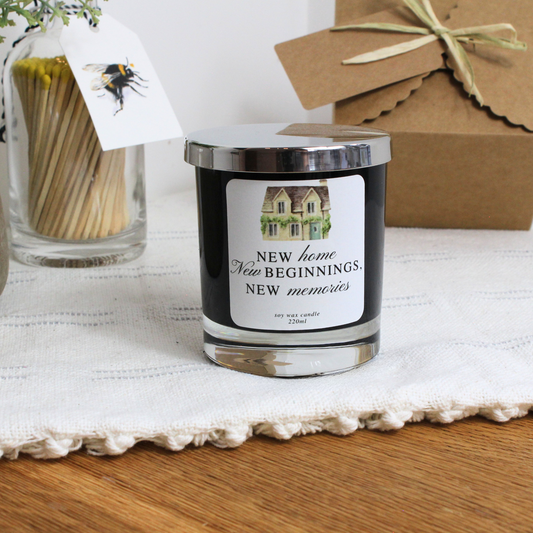 Personalised New Home candle with names and custom message for new beginnings – Hideaway Home Fragrances