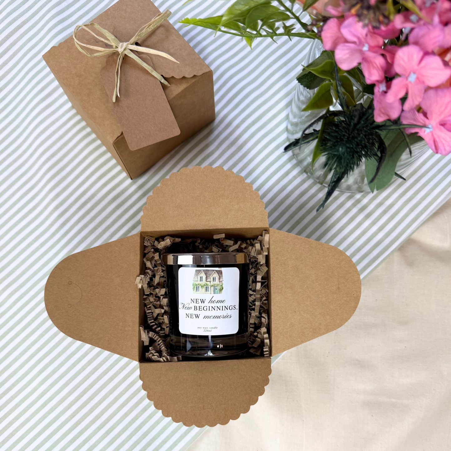 Thoughtful personalised candle keepsake for marking a new home milestone – Hideaway Home Fragrances