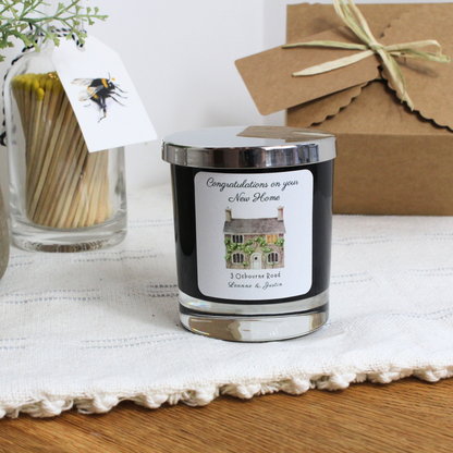 Elegant hand-poured personalised candle to celebrate moving into a new home – Hideaway Home Fragrances