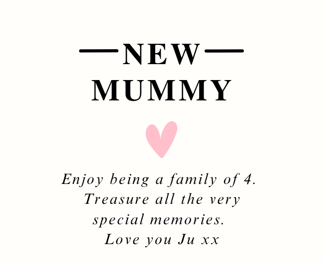 Luxury personalized postpartum care package with a celebratory new mother home fragrance candle and reed diffuser, elegantly boxed by Hideaway Home Fragrances.