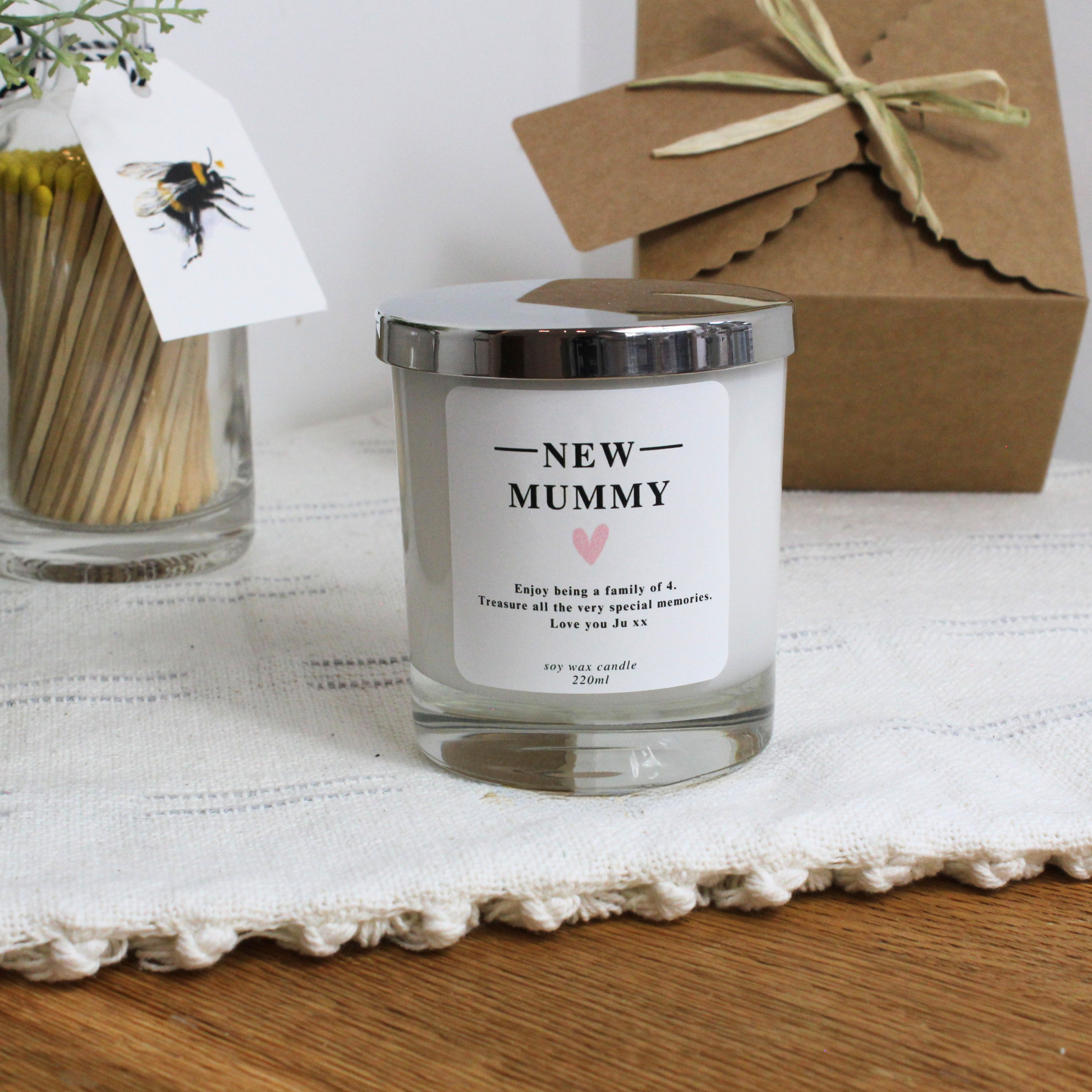 Thoughtful personalised candle keepsake to celebrate the joy of new motherhood – Hideaway Home Fragrances