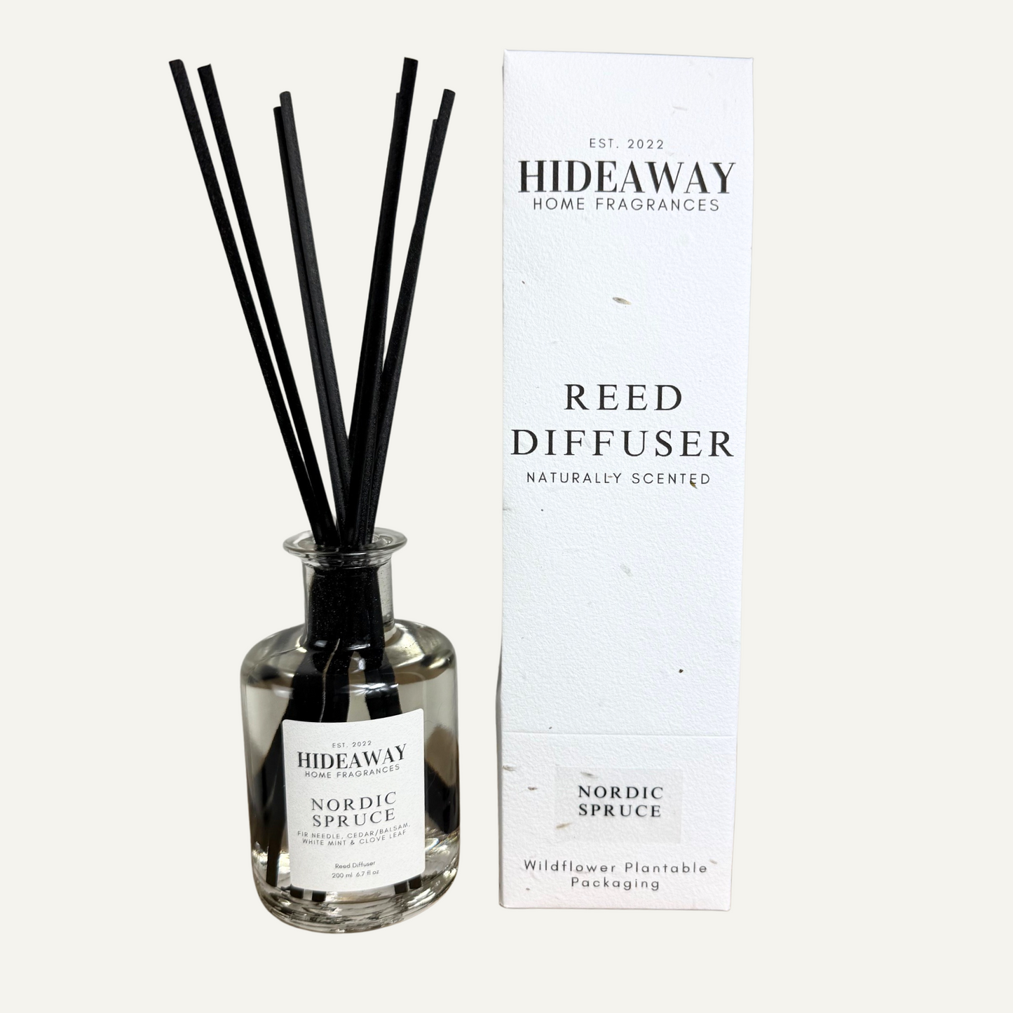 Festive Nordic Spruce Reed Diffuser with Herbal and Crisp Aroma – Hideaway Home Fragrances