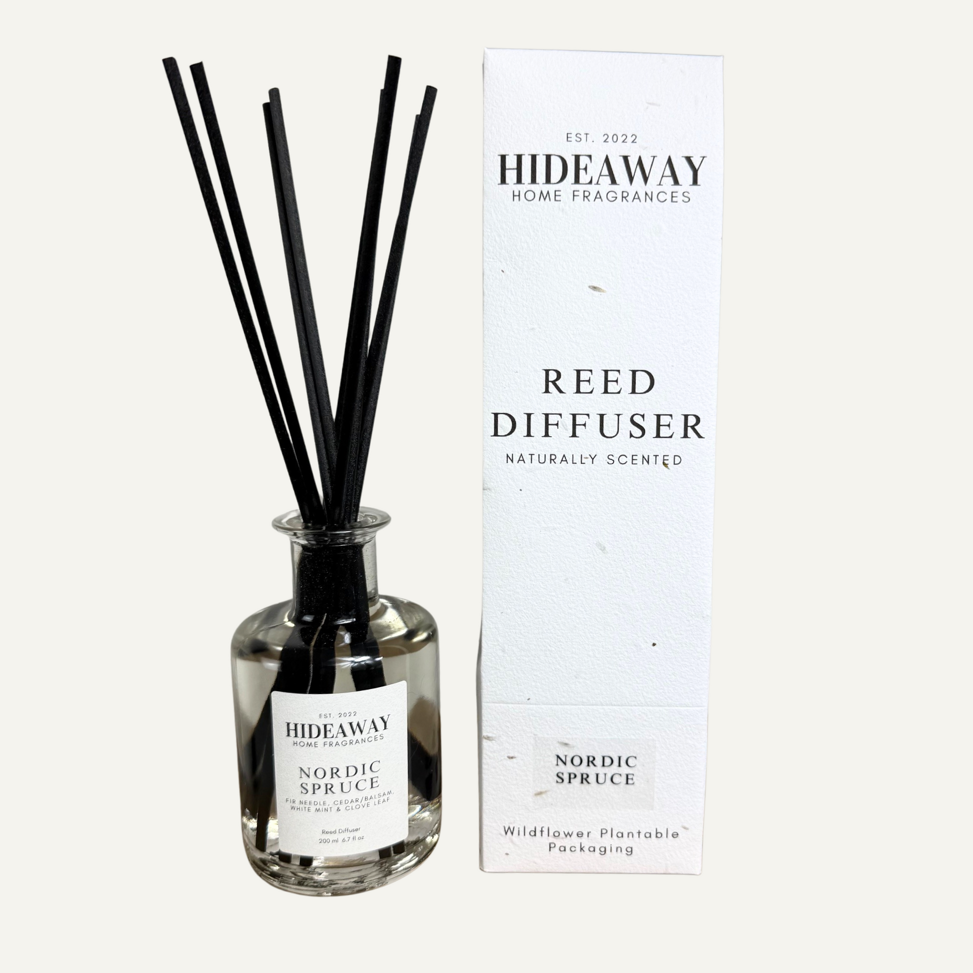 Festive Nordic Spruce Reed Diffuser with Herbal and Crisp Aroma – Hideaway Home Fragrances