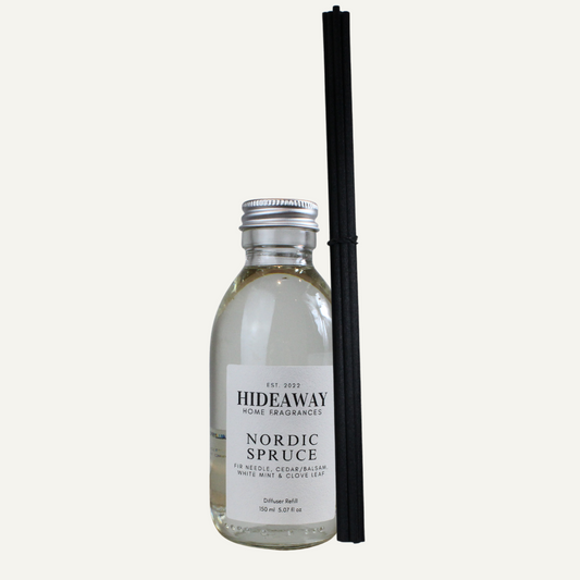 Nordic Spruce Reed Diffuser Refill with Fresh Crisp Festive Christmas Tree Scent – Hideaway Home Fragrances