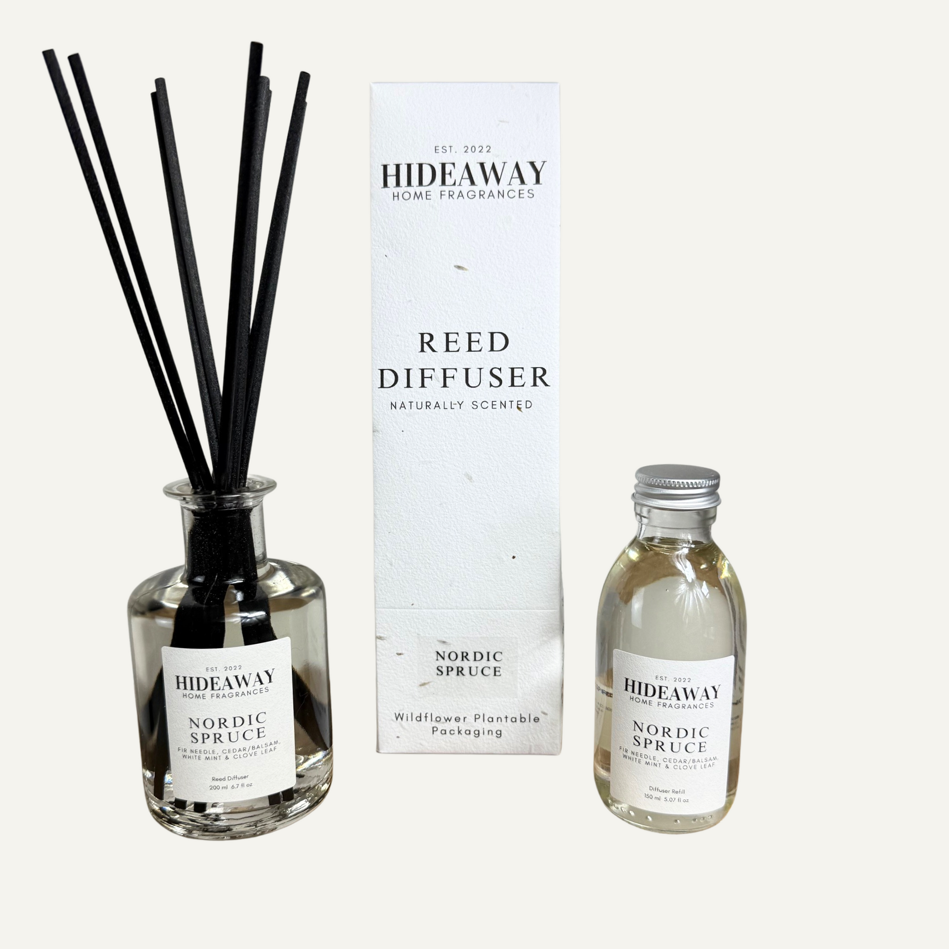 Festive Christmas Reed Diffuser with Bergamot, Cedarwood and Balsam Notes – Hideaway Home Fragrances
