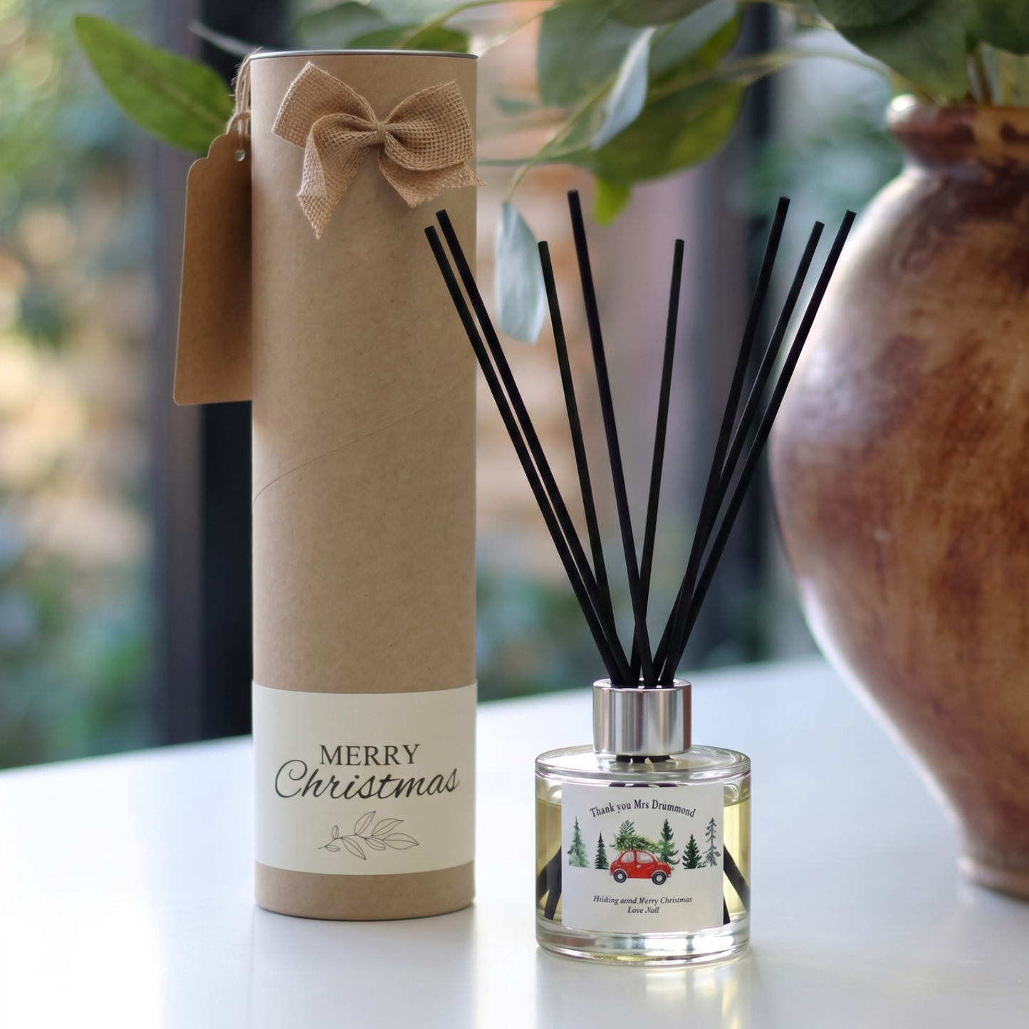Personalised nostalgic christmas candle and reed diffuser keepsake gift set ready to give - Hideaway Home Fragrances