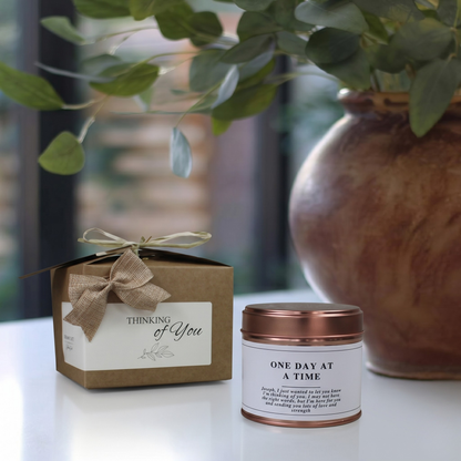 Ready-to-gift comfort care package with a custom handmade soy candle and home fragrance diffuser – Hideaway Home Fragrances