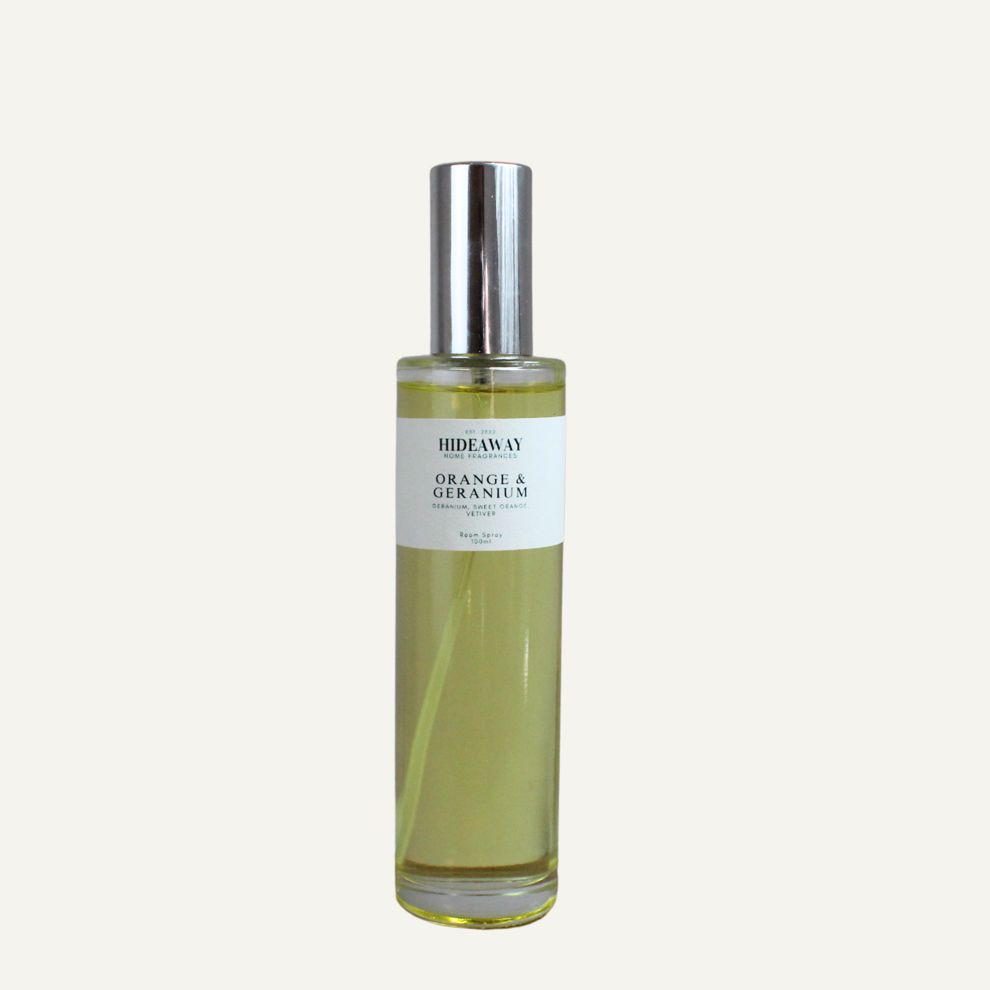 Uplifting room spray with sweet orange, geranium, and vetiver - Hideaway Home Fragrances