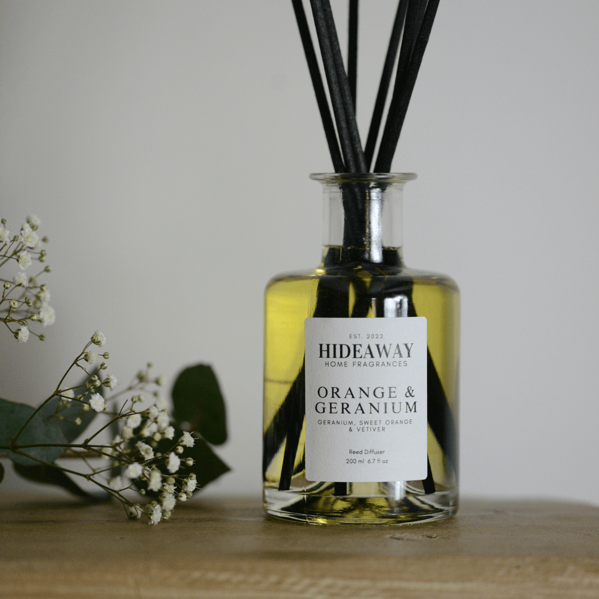 Orange & Geranium Reed Diffuser to energise and find your calm - Hideaway Home Fragrances